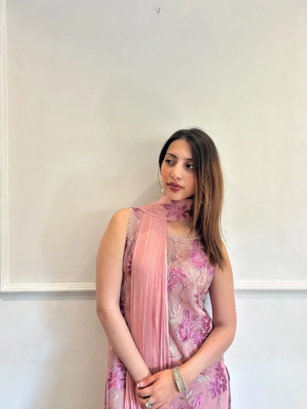 Blush Enchanted: Pink Embroidered Ensemble