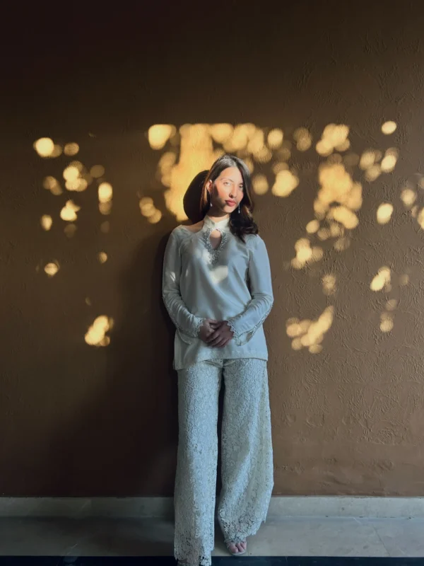 Ethereal Elegance: cream ivory Lace Pant Set - Image 2
