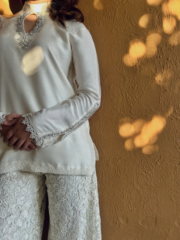 Ethereal Elegance: cream ivory Lace Pant Set - Image 3