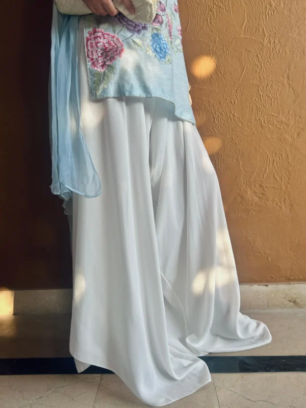 Serene Bloom: Pale Blue Embroidered Ensemble - Image 4